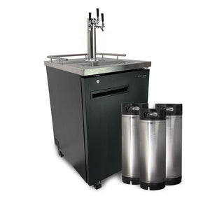 Kegco beer dispenser with stainless steel finish and digital temperature control