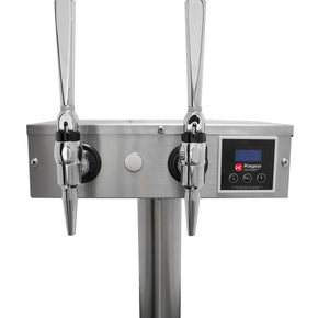 Kegco Dual Tap Hot Draft Tower with Chrome Finish and LED Accent Lighting