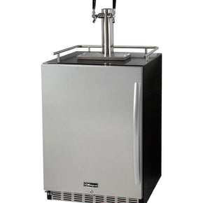 Stainless steel 24 dual tap kegerator with left hinge and kit