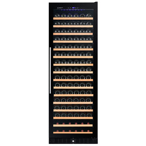 Smith and Hank's 166 Bottle Single Zone Black Glass Wine Refrigerator with LED lighting and digital temperature control 