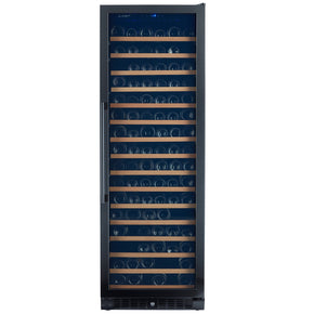Smith & Hank's 166 Bottle Black Stainless Wine Refrigerator, Built-In or Freestanding, Single Zone, UV Protected Glass Door, Reversible Door Opening, Vibration Reduction System
