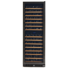 Smith and Hank's 166 Bottle Black Stainless Wine Refrigerator, Dual Zone with LED display and wooden shelves