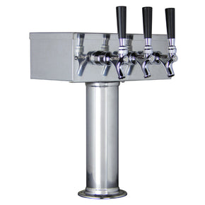 Kegco 3 Faucet Polished Stainless Steel Draft Beer Tower with Stainless Steel Contact for Commercial or Home Bar Use