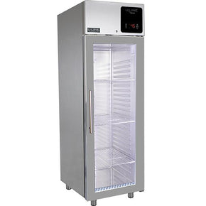 Stainless steel 23 cu ft U-Line reach-in refrigerator with adjustable shelves and digital temperature control