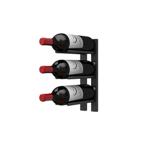 Ultra Wine Racks Straight Wall Rails 1FT Metal Wine Rack in Black Finish, holding 3 Bottles