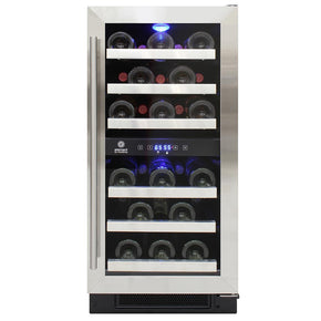28-Bottle Dual-Zone Wine Cooler with Stainless Steel Finish