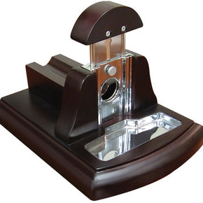 Stainless steel Prestige Import Table Top Guillotine Cigar Cutter in action