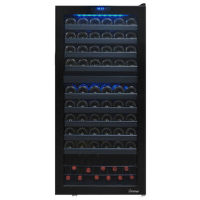Vinotemp 110 Bottle Dual-Zone Touch Screen Wine Cooler in stainless steel finish