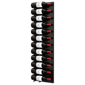 Ultra Wine Racks - Fusion Wine Wall HZ Black Panel - 4FT Label-Out Wall Mounted Wine Rack (12-36 Bottles) (FW-BK-HZ-4-1D-BK-LED) - GrapeChiller