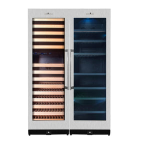 KingsBottle 72 Tall Beer And Wine Refrigerator Combo with Glass Door and Stainless Steel Trim