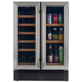 Smith & Hank's - Dual Zone Stainless Steel Under Counter Wine and Beverage Cooler with LED Lighting and Digital Display