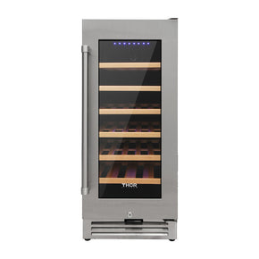 Stainless steel 33 bottle wine cooler with glass door and digital temperature control