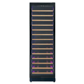 Allavino Reserva Series 67 Bottle 71 Tall Single Zone Right Hinge Black Shallow Wine Refrigerator with Wood Front Shelves