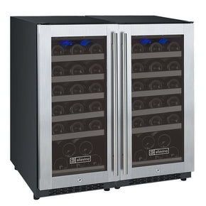 30 FlexCount II Tru-Vino 60 Bottle Dual Zone Stainless Steel Side-by-Side Wine Refrigerator with LED Lighting and Digital Display