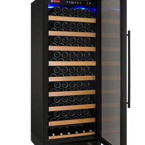 Allavino 24 inch Vite II 99 bottle single zone wine refrigerator with digital temperature display and adjustable shelves 