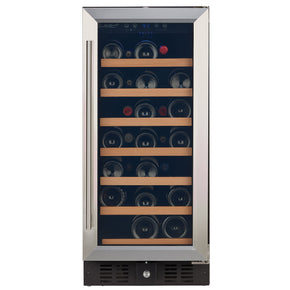 Smith & Hank's 34 Bottle Single Zone Under Counter Wine Cooler with Stainless Steel Finish and LED Lighting
