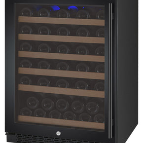 Black left hinge wine refrigerator with 56 bottle capacity and single zone temperature control from Allavino - 24 FlexCount II Tru-Vino